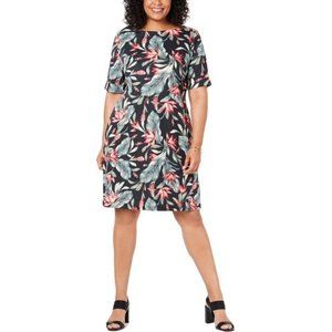 Karen Scott Sport Womens Plus Floral Mini T-Shirt Dress (AG)